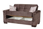 Brown microfiber loveseat sleeper w/ square tufted pattern by Casamode additional picture 2