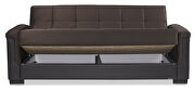Two-toned chocolate fabric / brown leather sofa sleeper by Casamode additional picture 3