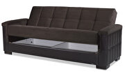 Two-toned chocolate fabric / brown leather sofa sleeper by Casamode additional picture 6