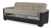 Two-toned sand fabric / brown leather sofa sleeper by Casamode additional picture 6