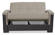 Two-toned sand fabric / brown leather loveseat sleeper by Casamode additional picture 2
