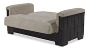 Two-toned sand fabric / brown leather loveseat sleeper by Casamode additional picture 4