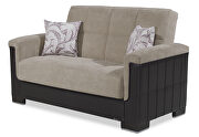 Two-toned sand fabric / brown leather loveseat sleeper by Casamode additional picture 6