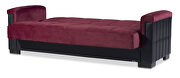 Two-toned burgundy fabric / brown leather sofa sleeper additional photo 5 of 6