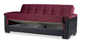 Two-toned burgundy fabric / brown leather sofa sleeper by Casamode additional picture 6