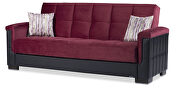 Two-toned burgundy fabric / brown leather sofa sleeper by Casamode additional picture 7