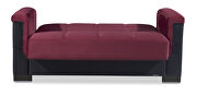 Two-toned burgundy fabric / brown leather loveseat sleeper additional photo 3 of 5