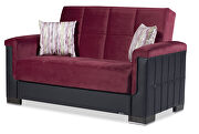 Two-toned burgundy fabric / brown leather loveseat sleeper by Casamode additional picture 6