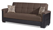 Two-toned cocoa fabric / brown leather sofa sleeper additional photo 3 of 6