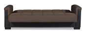 Two-toned cocoa fabric / brown leather sofa sleeper additional photo 5 of 6