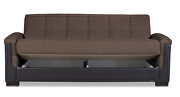 Two-toned cocoa fabric / brown leather sofa sleeper by Casamode additional picture 6