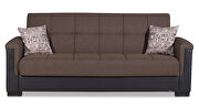 Two-toned cocoa fabric / brown leather sofa sleeper by Casamode additional picture 7