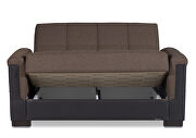 Two-toned cocoa fabric / brown leather loveseat sleeper by Casamode additional picture 6