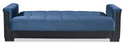 Two-toned blue fabric / brown leather sofa sleeper additional photo 4 of 6