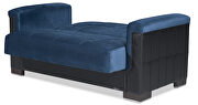 Two-toned blue fabric / brown leather loveseat sleeper additional photo 4 of 5