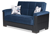 Two-toned blue fabric / brown leather loveseat sleeper by Casamode additional picture 6