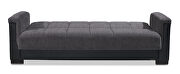 Two-toned asphalt gray fabric / brown leather sofa sleeper additional photo 3 of 6
