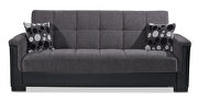 Two-toned asphalt gray fabric / brown leather sofa sleeper additional photo 4 of 6
