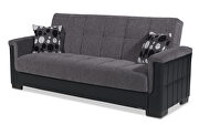 Two-toned asphalt gray fabric / brown leather sofa sleeper by Casamode additional picture 5