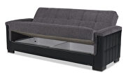 Two-toned asphalt gray fabric / brown leather sofa sleeper by Casamode additional picture 6