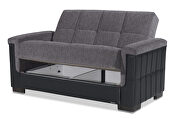 Two-toned asphalt gray fabric / brown leather loveseat sleeper by Casamode additional picture 5