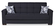 Two-toned black on denim blue fabric sofa sleeper by Casamode additional picture 2