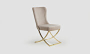Beige microsuede dining chair w/ gold legs by Casamode additional picture 4