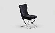 Black microsuede dining chair w/ silver legs by Casamode additional picture 4