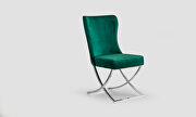 Green microsuede dining chair w/ silver legs by Casamode additional picture 4