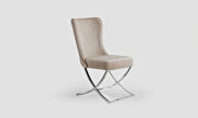 Beige microsuede dining chair w/ silver legs by Casamode additional picture 4