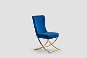 Blue microsuede dining chair w/ gold legs by Casamode additional picture 4