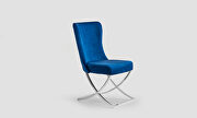 Blue microsuede dining chair w/ silver legs by Casamode additional picture 4