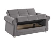 Casual microfiber rolled arms gray microfiber loveseat additional photo 3 of 2