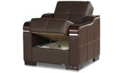 Modern brown leatherette chair w/ storage additional photo 3 of 2