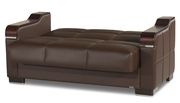Modern brown leatherette loveseat w/ storage additional photo 2 of 2