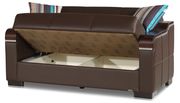 Modern brown leatherette loveseat w/ storage additional photo 3 of 2