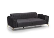 Stylish low profile channel tufted gray sofa by Casamode additional picture 7