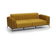 Stylish low profile channel tufted mustard sofa by Casamode additional picture 3
