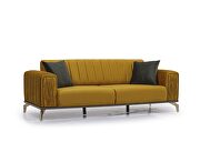 Stylish low profile channel tufted mustard sofa by Casamode additional picture 6