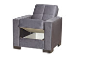 Gray microfiber chair w/ storage by Casamode additional picture 2