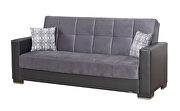 Gray microfiber and black leather storage sofa by Casamode additional picture 2