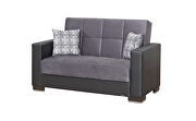 Gray microfiber / black pu leather sofa w/ storage by Casamode additional picture 4