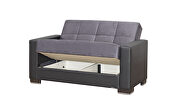 Gray microfiber and black leather storage sofa by Casamode additional picture 5