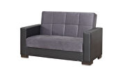 Gray microfiber / black pu leather loveseat w/ storage by Casamode additional picture 2