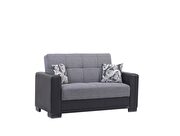 Light gray microfiber / black pu leather sofa w/ storage by Casamode additional picture 8