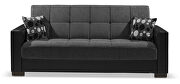 Gray microfiber / black pu leather sofa w/ storage additional photo 2 of 6