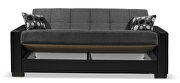 Gray microfiber / black pu leather sofa w/ storage additional photo 3 of 6