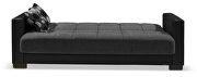 Gray microfiber / black pu leather sofa w/ storage additional photo 4 of 6
