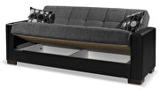 Gray microfiber / black pu leather sofa w/ storage by Casamode additional picture 6