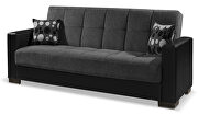 Gray microfiber / black pu leather sofa w/ storage by Casamode additional picture 7
